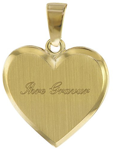 trendor Gravur-Anhänger für Damen Gold 585 Herz mit Namen 16 mm inklusive Wunsch-Gravur 08612