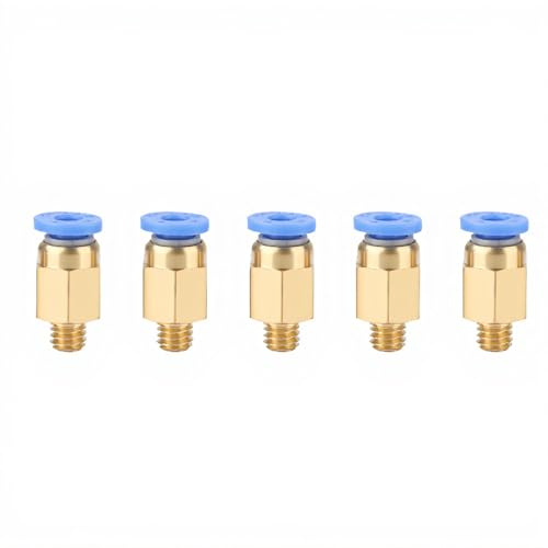 ASHATA 5xPC4-M6 Pneumatik Steckverbinder, 5pcs 3D Drucker Zubehör PC4-M6 Durchgehende Pneumatische Anschlussstücke Verbindung mit 4mm Außendurchmesser für PU-Schlauch/Nylonschlauch