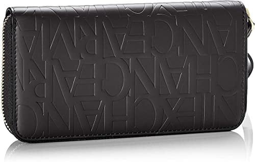 Armani Exchange Damen Wristlet Round Zip Handgelenkstasche Schwarz (Nero - Black)