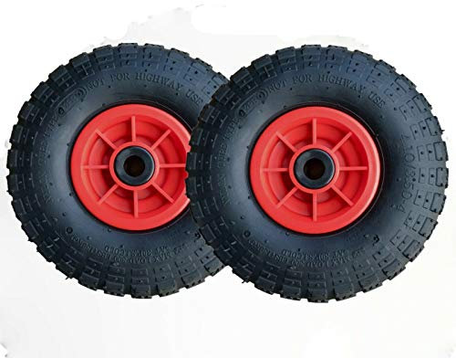 KetoPlastics PAIR OF 10 PNEUMATIC WHEELS 4.10/3.50-4 SACK TRUCK TROLLEY WHEELBARROW WHEEL WITH 20MM BORE