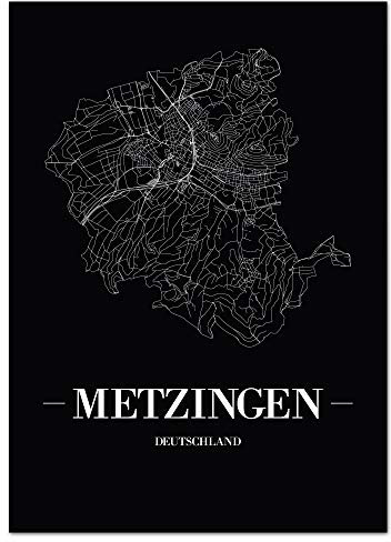 JUNIWORDS Stadtposter - Wähle Deine Stadt - Metzingen - 21 x 30 cm Poster - Schrift A - Schwarz
