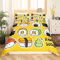Loussiesd Kinder Niedliches Sushi Muster Bettwäsche Set 155x220cm Bettbezug Set im japanischen Stil für Mädchen Cartoon Japanisches Sushi Betten Set Atmungsaktives gelbes Gitter Plaid Dekor
