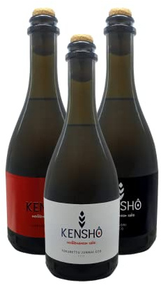 Kensho | Pack de 3 Sakes: Nigori, Junmai Chill y Sake Genshu Rocks | Elaboración Artesanal | Fermentación Natural | Sake de Autor | Vino de Arroz | 33cl