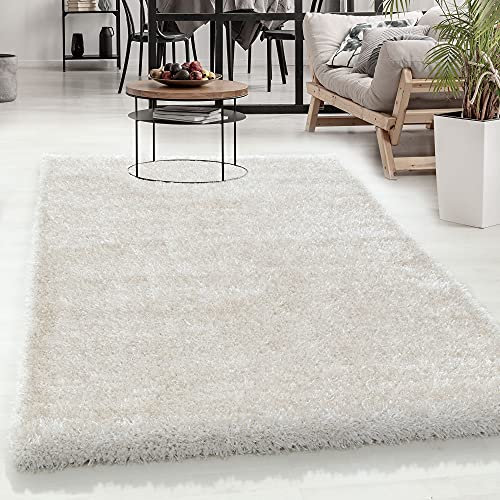 Carpetsale24 Teppich Wohnzimmer Shaggy Einfarbig Design 80 x 250 cm Natur - Hochflor Teppich Schlafzimmer Luxuriöse Kuschelig und Super Weich Flauschiger Teppich Langflor 50 mm Florhöhe Läufer