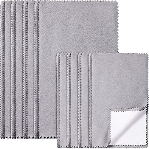 8 Pieces Jewelry Polishing Cloth Set Large Cleaning Cloths Silver Polishing Cleaning Cloth for Gold Silver Platinum Jewelry Coins Watches Silverware, 11 x 14 Inch and 6 x 8 Inch (Grey)