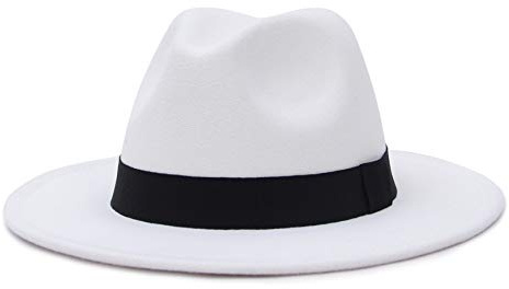 GEMVIE Damen Herren Fedora Hut mit breiter Krempe Winter Filzhut Panamahut Weiß 60