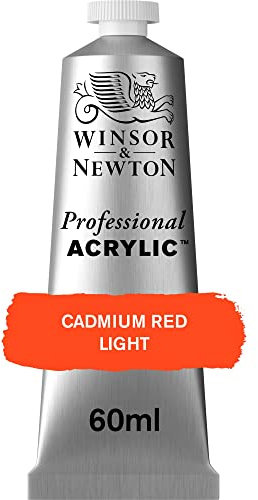 Winsor & Newton 8840460 Vernice acrilica professionale di qualità artistica, elevata brillantezza dei colori e opacità, qualità da archivio, tubetto da 60 ml - Rosso di cadmio chiaro