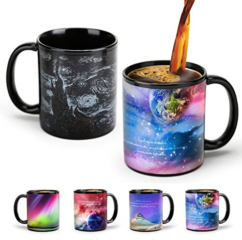 MUGKISS 12oz Color Changing Mug, Magic Starry Night Ceramic Heated Coffee Mug, New for Family Friends and Lovers