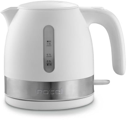 Rotel 1296850 Bouilloire électrique INOX, Bouilloire sans Fil, Bouilloire, Bouilloire électrique, Acier Inoxydable, Plastique, 18 x 17 x 13 cm, Blanc