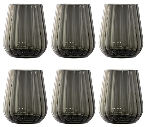 Livellara Milano Tumbler 400 ml Vetro, Set da 2, Bicchieri Acqua Colorati e Particolari, Colore Grigio, Collezione: Rinascimento
