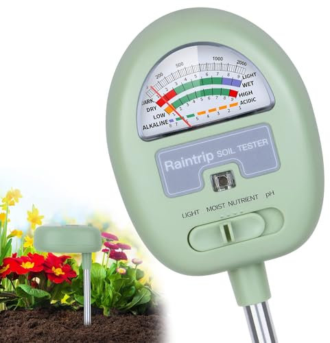 Soil Moisture Meter, 4-in-1 Moisture Meter for Plants, Tester for Moist, Light,Nutrients, pH, Soil Test Kit, Great for Garden, Lawn, Farm, Indoor & Outdoor Use, No Battery Required