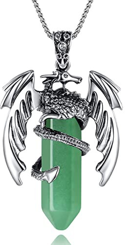 XIANNVXI Dragon Necklace for Men Green Aventurine Necklace Crystal Healing Gemstone Pendant Spiritual Mens Jewellery