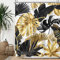 Omifly Rideau de douche motif palmier tropical, 152,4 x 183 cm (l x H), feuilles de bananier, motif feuilles de bananier monstera, botanique, blanc, marbre, jungle, forêt tropicale, plante tropicale,