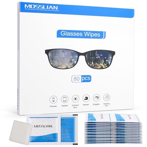 MOSSLIAN 80 Pièces lingettes Appareil Auditif, Lingettes Nettoyantes pour Embouts Auriculaires,Lunettes, Écran, Telephone
