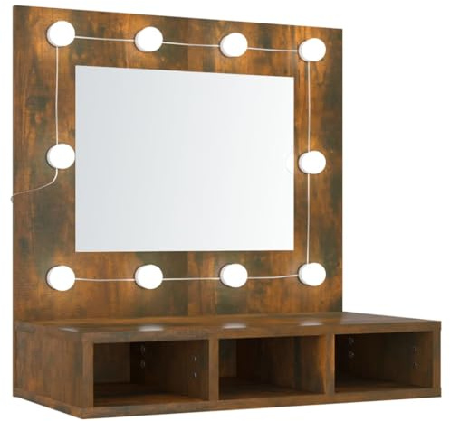 vidaXL Spiegelschrank mit LED Räuchereiche 60x31,5x62 cm