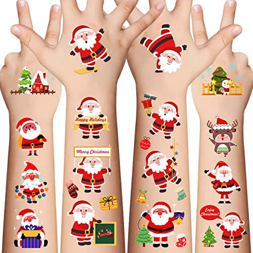 Awinmay Weihnachten Tattoos Kinder Strumpf Stuffers und Geschenke - 240 Stück Weihnachten Temporäre Tattoo Aufkleber für Jungen Mädchen,Weihnachten Party Favorit Urlaub Dekorationen liefert 16 Blätter