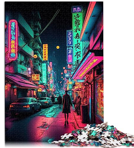 Tokyo Neon 1000-teiliges Puzzle für Erwachsene, 100% recycelter Karton, Familienspiele, Weihnachts- und Geburtstagsgeschenke, 26 x 38 cm