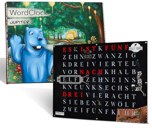 build-yours WordClock Jupiter Steampunk - Digitale Wanduhr mit LED-Beleuchtung - handgefertigte Wortuhr im Vintage Stil | einzigartige Wanddekoration im Steampunk Stil