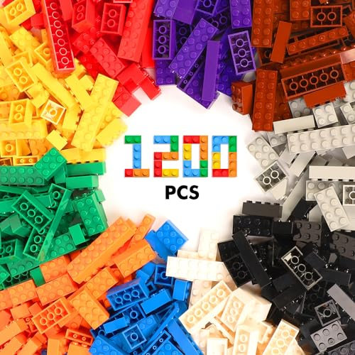 HIUME 1200 Basic Bausteine Box, Klassische Basis Steine Nachfüllpacks kompatibel mit Allen führenden Marken – Geschenke für Jungen und Mädchen ab 4 5 6 Jahren.