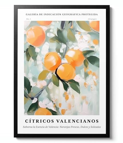 Animato Valencia Oranges Print, Citrus Tree Blossom Poster, Mediterranean Wall Art Decor, Impressionist Still Life Print, Spain Theme Gift, Archival Matte, A1 (Print Only) - 84.1x59.4cm