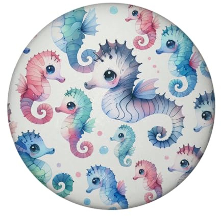 Seepferdchen Aquarell Magnet mit Flaschenöffner rund Schwarm Niedliche Seepferdchen Gruppe Meer Ozean Unterwasser Meereslebewesen Deko Magnet mit Flaschenöffner für Kühlschrank