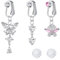 Briana Williams 3 pièces de Faux Piercing au Nombril Clip Anneau de Nombril Non percée Argent Bijoux de Ventre Papillon Coeur avec CZ Rose