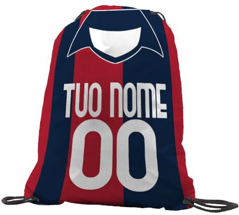 quickgadget Sacca Ginnastica GYMBACK Sport 2024 per Tifoso Bologna - Sacchetto Sportivo Calcio Fashion Borsa, Piscina, Zaino,portascarpe Scuola, Uomo Donna Bambino, Personalizzato con Nome e Numero