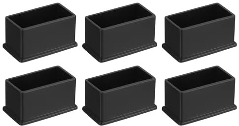 QUARKZMAN 6Pcs Embouts de Pieds de Chaise Carrés en PVC, 50mm x 25mm OD, Noirs, pour Protéger Les Pieds de Meubles de Table, Les Couvercles de Pieds de Chaise, Les Protecteurs de Sol