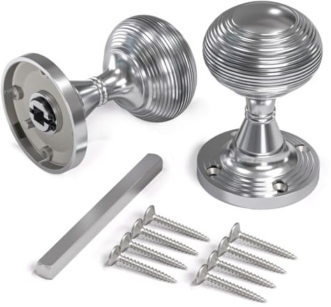 Bwintech 1 Set Beehive Mortice Door Knobs,Chrome Finishing Pull Door Handle Knobs for Interal Doors