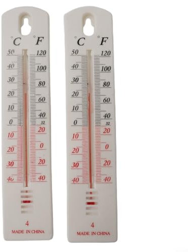 Termometro da parete per interni ed esterni, per uso come termometro a temperatura ambiente, monitor in casa, ufficio, giardino/serra, montaggio a parete (2 pezzi)