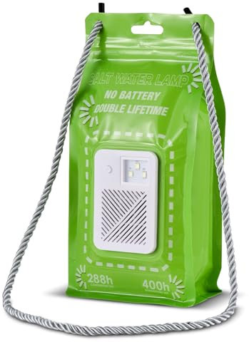 Irishom Lampada ad Acqua salata, Senza batterie, 2 modalità di Luce, per Interni ed Esterni, 400 Ore, Lampada ad Acqua, Borsa Luminosa, Accessori da Campeggio, 3 LED, 50 Lumen,