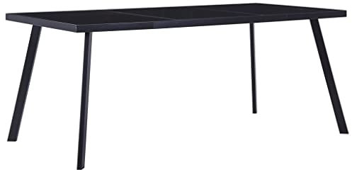 Table à manger noire 160 x 80 x 75 cm en verre trempé 281874