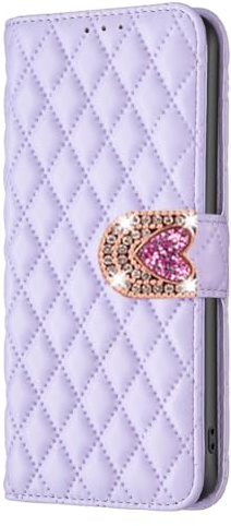 Tasche kompatibel mit Samsung Galaxy S22 PLUS Diamond Stitch Ledertasche Wallet Case, PU-Leder, Handyhülle Bumper 3 Kartenschlitze, Geldbörse, Handgelenkband, schützendes Flip Wallet Case,Lila