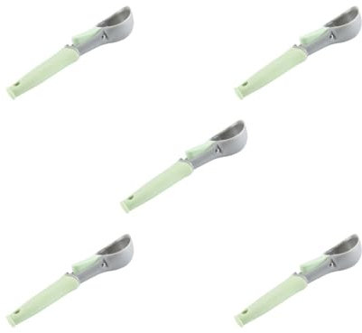 Juego de 5 cucharas de helado, forma de bola de melón, cuchara de gatillo de frutas, galletas, cuchara de masa, para hacer bolas de carne, herramienta de postre de cocina