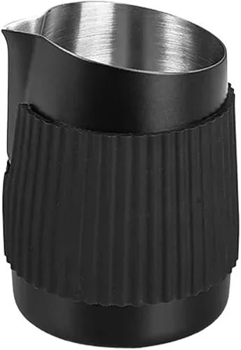 Brocca for latte, brocca for montalatte, tazza for latte art in acciaio inossidabile da 420 ml con bocca appuntita e bocca obliqua, cilindro for schiuma di latte for caffè antiscottatura con bilancia