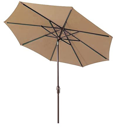 ARDZLALS Parasol inclinable de 2,7 m avec Fonction d'inclinaison et manivelle, Rouge vin, Vert foncé, Beige, Kaki, café Parasol sans Base pour extérieur, Jardin et terrasse, Paras