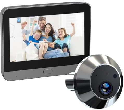 Jasaly Mirilla de Puerta Digital con Cámara PIR y WiFi de 2,4 GHz y Ángulo de Visión Amplio de 140° y Minicámara Inteligente Tuya Smart Life de 3 MP