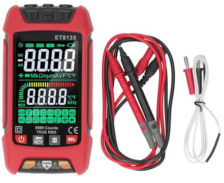 Digitaler Multimeter -Tester 9 Zählt Farbbildschirm AC DC -Stromspannungsmessgerät mit Backlight ET8135 für Fachleute und -Liebhaber