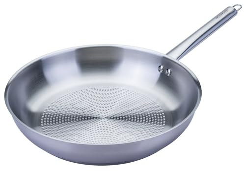 FACKELMANN Bratpfanne Ovalgriff Ø 28 cm aus hochwertigem Edelstahl – Perfekt für scharfes Anbraten auf allen Herdarten auch Induktion, hitzebeständig bis +230 °C, spülmaschinengeeignet