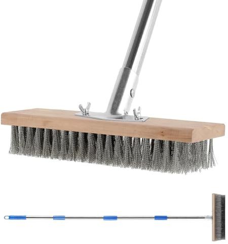 Multi-Section Handle Stainless Steel Wire Broom, Used for Cleaning Moss Garden Outdoor Courtyard Floor Brushes