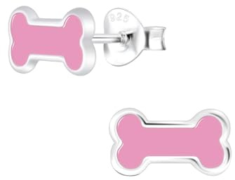 Monkimau Mädchen Ohrringe Bone | Ohrstecker aus 925 Sterling Silber | Kinderohrringe hypoallergen