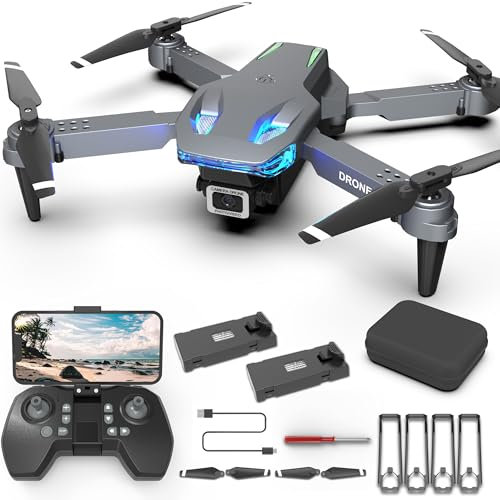 Wipkviey T28 Drohne mit Kamera für Anfänger, Faltbare-Quadcopter für Erwachsene, FPV RC-Drohnen mit 3D-Flips/Höhenhaltung/Gesten-Selfie/Wegpunktflug, Geschenke für Kinder Jungen/Mädchen, 2 Batterien