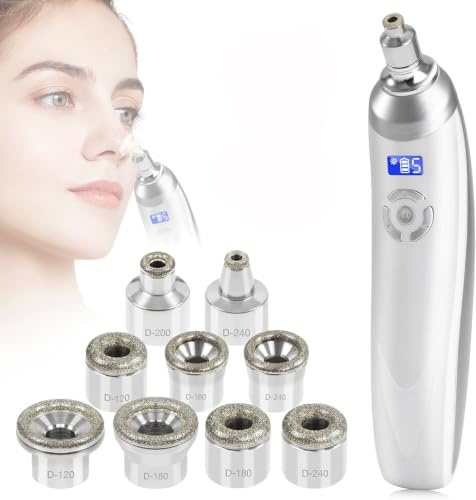 Succionador de Puntos Negros, Máquina de Microdermoabrasión de Diamante de Mano con 9 Diamante Recargable USB Sin Cable, para Peeling Facial y Limpieza Profunda