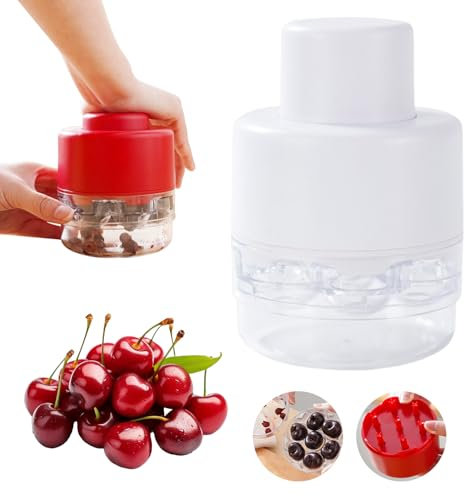7-in-1 Kirschentkerner-Handbuch Werkzeug, 2025 Neuest Kirschkernentferner, Kein Griff Design Cherry Pitter für Küche, Entkerner Kirschen Einfachen Entsteinen von Kirschen (Weiß)