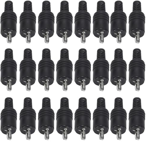 Pack of 24 Male 2-Pin DIN Speaker Plugs with Screw Terminals, Speaker Plug, Male Hi-Fi Speaker Cable Connector, No Soldering