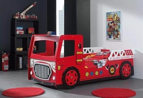 Kids Fire Engine Single Bed 3ft – Red Children’s Bed Frame with LED Lights