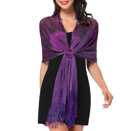 MUNSKT Scialli in metallo scintillante con fibbia da sera, accessori eleganti per abiti da sposa, scialli e sciarpe perfetti per abiti da sera