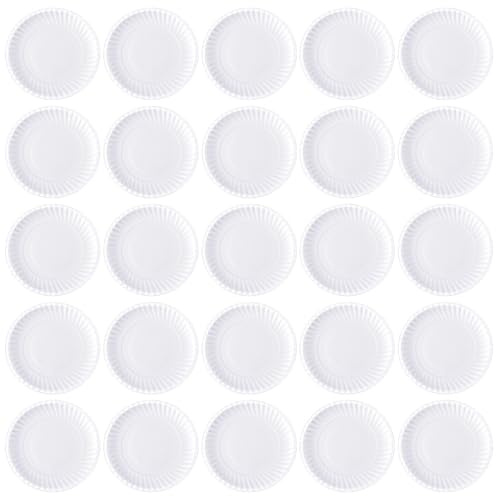 Alasum Assiettes en Papier Jetables Blanches 7 Pouces, Lot de 50 Pièces, Vaisselle Jetable pour Peinture et Dessin Garçon et Filles, Accessoires DIY pour Fêtes, Jardin et École