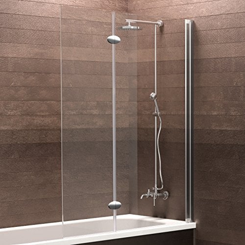 Schulte Duschabtrennung, verschiedene Gläser, faltbar für Badewanne, einfacher Aufbau, 103 x 130 cm, 5 mm Sicherheitsglas Klar hell, chromoptik, D33533 41 50