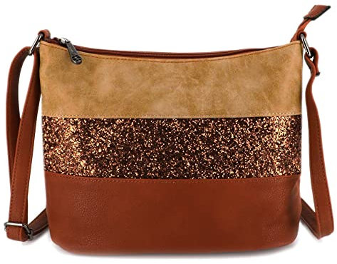 Sac Bandoulière Paillettes Femme Multicolore - Marron